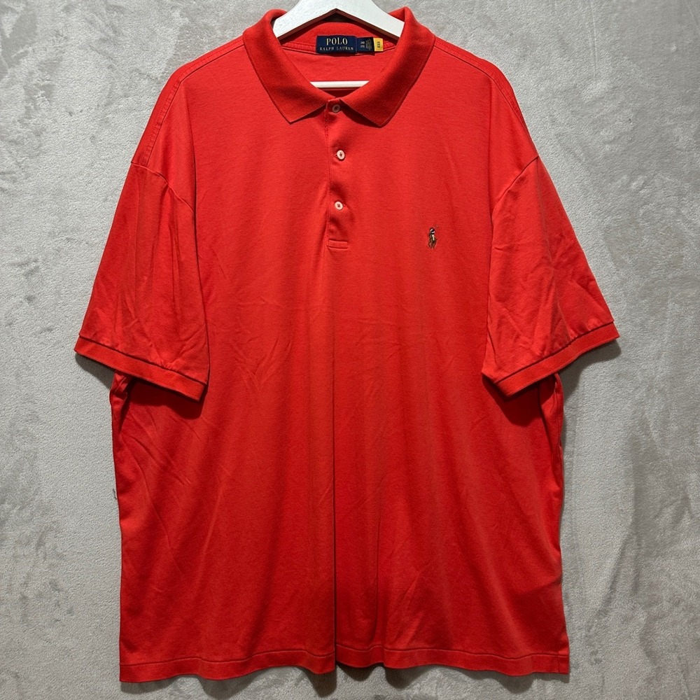 Polo Ralph Lauren Mens Big 2X Red Orange Short Sleeve Cotton Polo Shirt